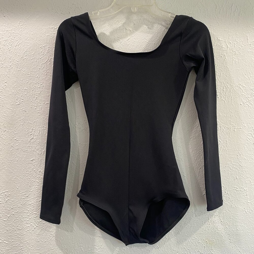 CAPEZIO, teen's size M, long sleeved leotard in black EUC.